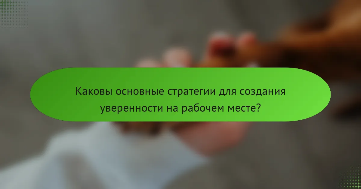 Каковы основные стратегии для создания уверенности на рабочем месте?