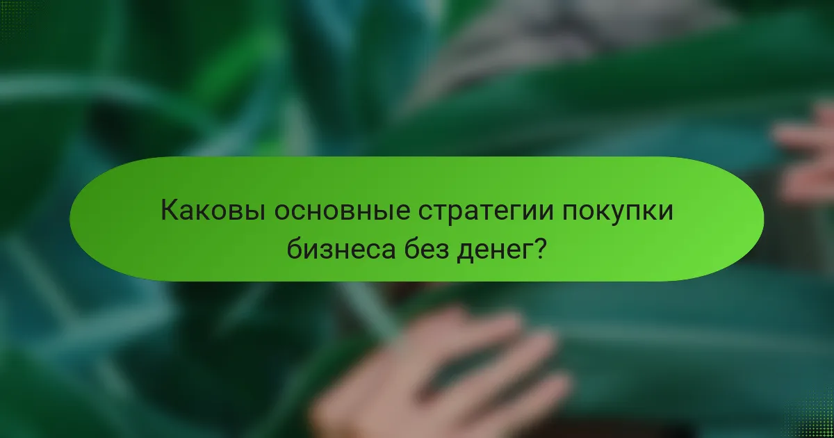 Каковы основные стратегии покупки бизнеса без денег?